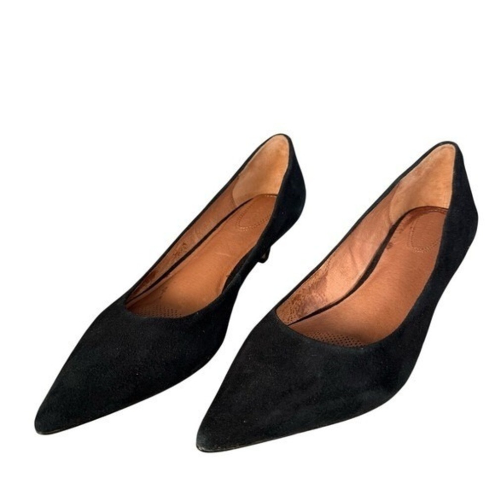 Corso Como Black Suede Pointed Toe Kitten Heel Pumps Size 11M